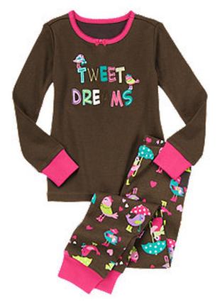 1, хлопковая пижама птички с аппликацией и вышивкой  gymboree джимбори размер 8 рост 129-138 см2 фото