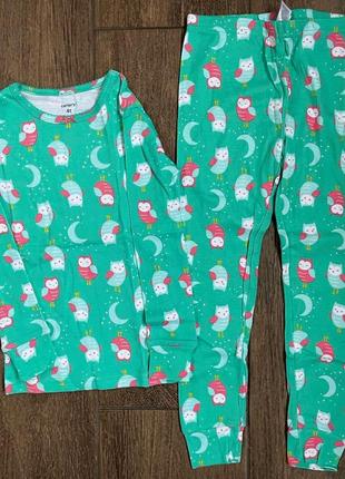 Поштучно набор  хлопковых пижам сонная совушка светится в темноте carters  размер 4 рост 98-105 см2 фото