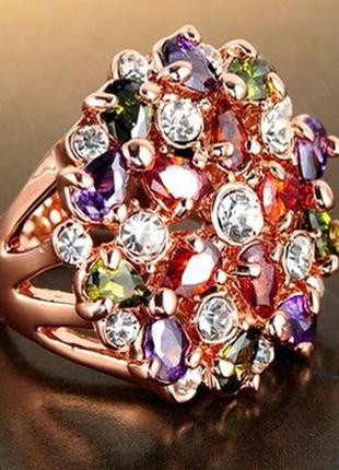 1, очень большое  шикарное кольцо roxi  с покрытием  розового золота с австрийскими кристаллами