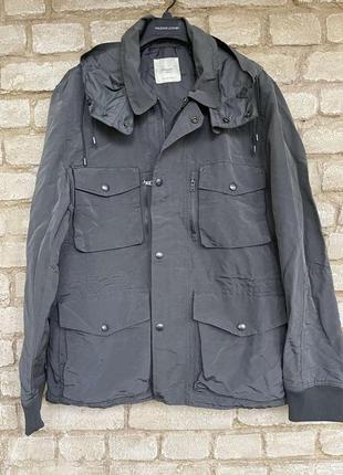 1. чоловіча водонепроникна стильна сіра демі вітровка з капюшоном mango розмір xl