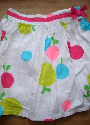 Поплиновая хлопковая юбочка  размер 3 года carters с яркими кругами и белыми трикотажными шортиками