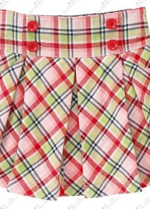 1, юбка в клетку с пуговками на поясе коллекция вишенки с трикотажными шортами размер 4т рост 99-107 gymboree