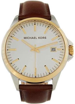 Чоловічі кварцові годинники майкл корс michael kors penn темно-коричневі з шкіряним ремінцем оригінал