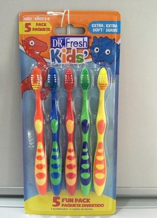 Набір дитячих зубних щіток 5 штук dr. fresh kids fun extra soft 3-8 років сша2 фото