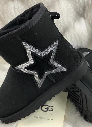 1, женские ugg угг австралия  угги mini star мини стар натуральные черные оригинал  размер us 8 25 см