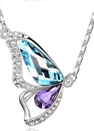 1, ланцюжок із кулоном метеликом із яскравих кристалів swarovski