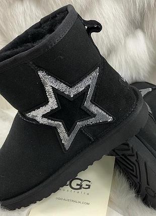 Женские ugg угг австралия угги mini star мини стар натуральные черные оригинал размер us 9 26 см