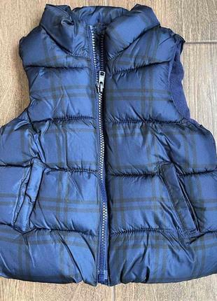 1, стильна тепла синя жилетка на флісі на хлопчика old navy розмір 2т зріст 84-92 см