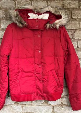 1, красная  теплая утепленная  куртка с капюшоном aeropostale размер xl6 фото