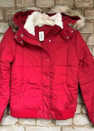 1, червона тепла утеплена куртка з капюшоном aeropostale розмір xl