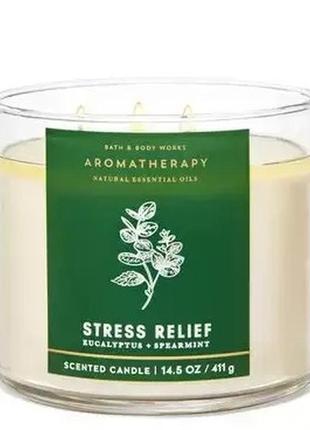 1, большая аромотерапевтическая свеча bath and body works eucalyptus spearmint stress relief оригинал