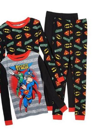 1, хлопковая пижама для мальчика супергерои бетмен супермен justice league размер  5-6 лет