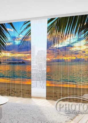 Фото шторы "далекий океан" 2,7м*4,0м (2 полотна по 2,0м), тесьма