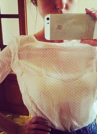 Легкая блуза в мелкий горошек4 фото