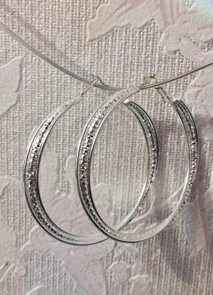Серьги серёжки сережки кольца круглые большие серебристые серебряные цвета серебро2 фото