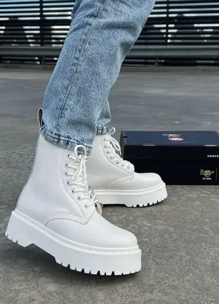 Ботинки зимние на платформе dr. martens jadon white fur premium, сапоги женские