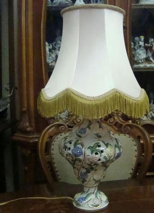 Шикарная настольная лампа фарфор каподимонте италия