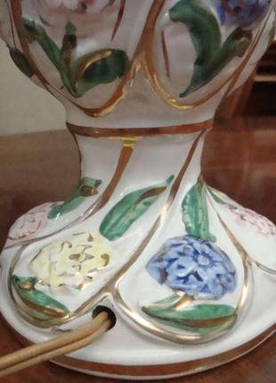 Шикарная настольная лампа фарфор каподимонте италия