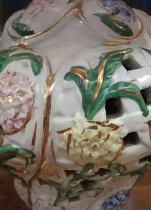 Шикарная настольная лампа фарфор каподимонте италия