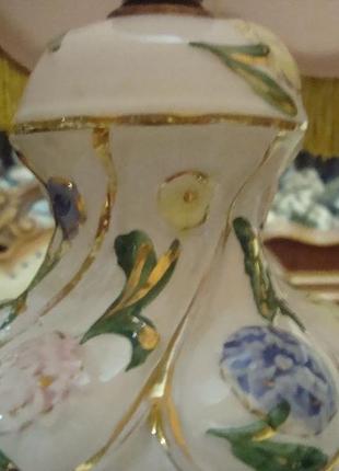 Шикарная настольная лампа фарфор каподимонте италия