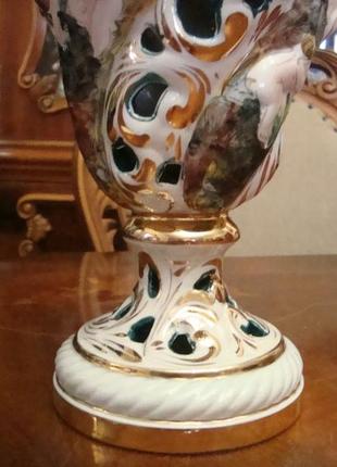 Шикарная коллекционная ваза фарфор каподимонте италия