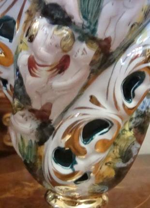 Шикарная коллекционная ваза фарфор каподимонте италия