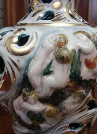 Шикарная коллекционная ваза фарфор каподимонте италия6 фото