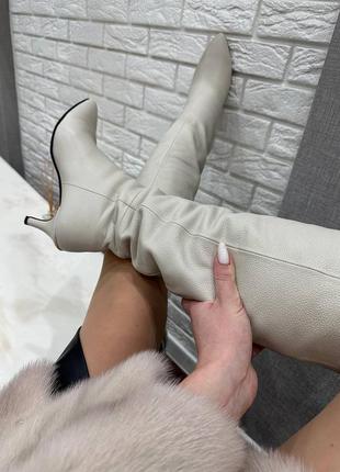 Вишукані чоботи vikka 🧙🏻на підборі крокуль натуральна шкіра флотар зима демісезон