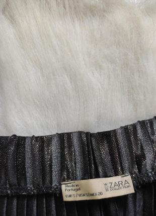 Черная серебряная блестящая юбка миди плиссе складками трапеция пышная zara7 фото