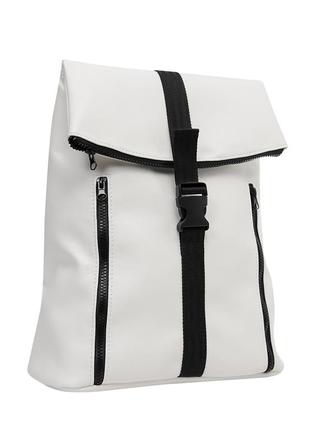 Рюкзак белый большой кожаный эко1 фото