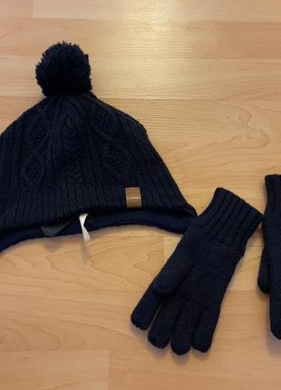 Набір зимові шапка перчатки на флісі hm h&m 4-8 4-5