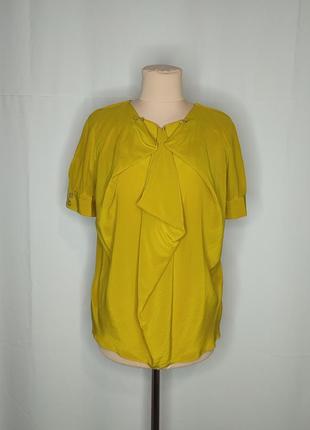 Блуза шелковая горчичная, желтая, шелк1 фото