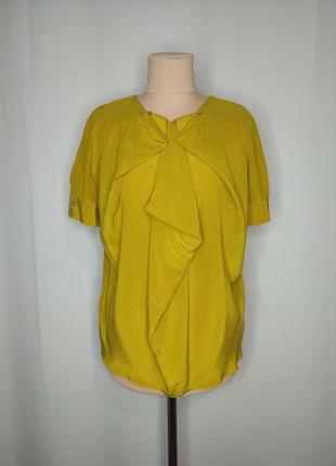 Блуза шелковая горчичная, желтая, шелк5 фото