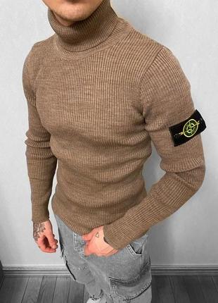 Чоловічий светр стон айленд коричневий / кофти , світшоти , гольфи stone island