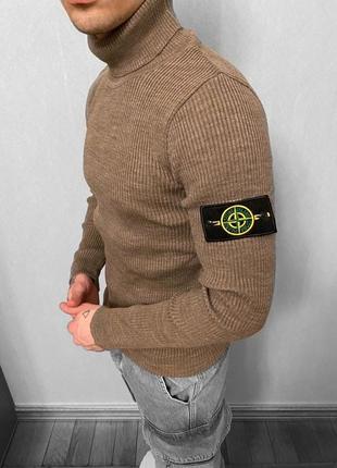 Мужской свитер спон айленд коричневый / кофты, свитшоты, гольфы stone island3 фото