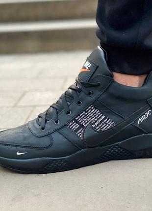 Чоловічі шкіряні зимові теплі кросівки nike air 270 black2 фото