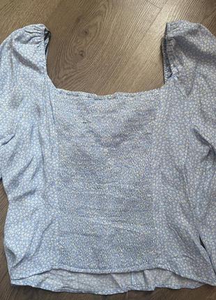 Блуза з об’ємними рукавами в мілку квіточку,l3 фото