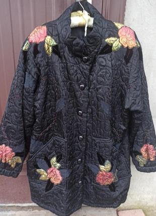 Пальто куртка атлас винтаж стьобане