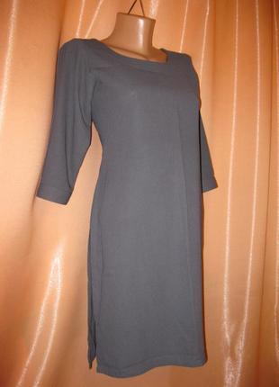 Елегантна класична силуетна закрита сукня туніка сіракм1445 з високими розрізами від стегон по боках4 фото
