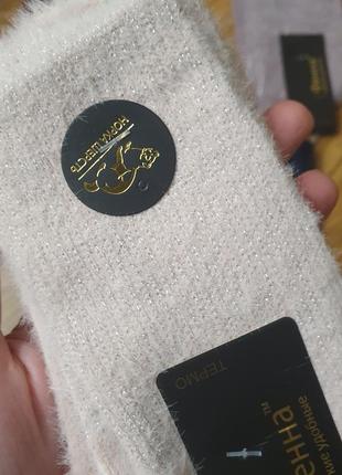 Теплі ангора/норка високі однотонні носки/шкарпетки термо з люрексом фенна3 фото