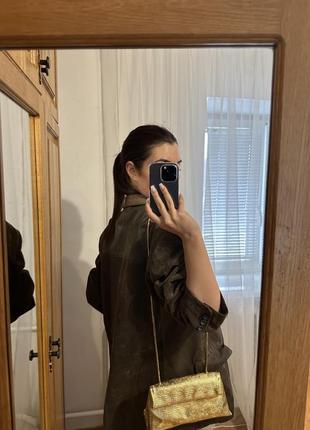 Винтажный пиджак оверсайз из натуральной кожи