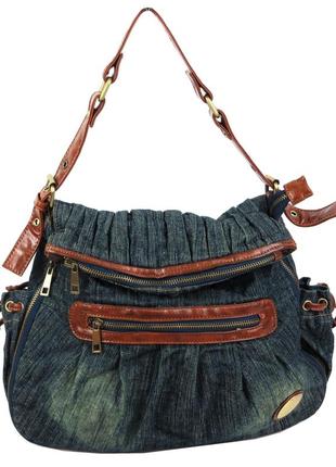 Женская джинсовая, коттоновая сумка fashion jeans bag синяя