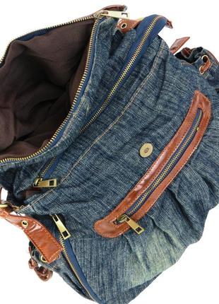 Женская джинсовая, коттоновая сумка fashion jeans bag синяя7 фото