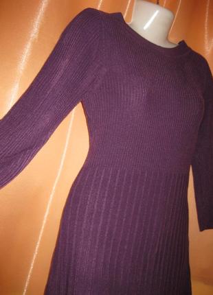 Удобное простое и нарядное закрытое силуэтное вязаное платье свитер f&f км1447 тянется по фигуре2 фото