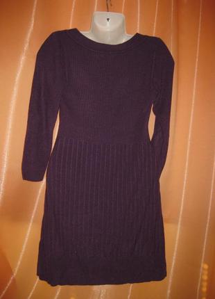 Удобное простое и нарядное закрытое силуэтное вязаное платье свитер f&f км1447 тянется по фигуре6 фото