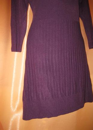 Удобное простое и нарядное закрытое силуэтное вязаное платье свитер f&f км1447 тянется по фигуре3 фото