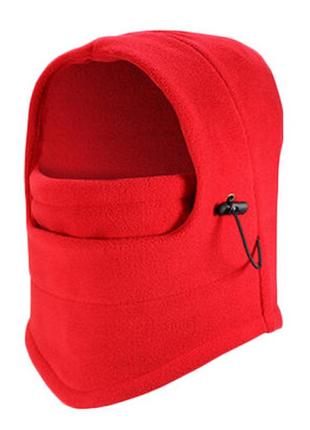 Зимова спортивна балаклава з товстого флісу з затяжками 31*35 см beanies красний