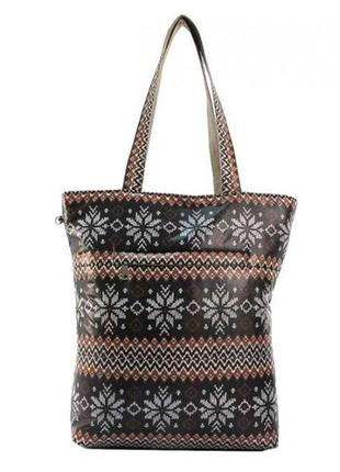 Жіноча сумка. шоппер. сумка на плече текстильна із принтом зимовим2 фото