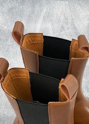Bottega veneta brown sole коричневые высокие сапоги ботега венета демисезон весна осень черная подошва ботинки тренд8 фото