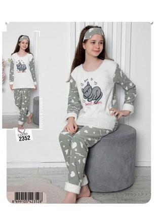 Пижама для девочки теплая махровая 2352